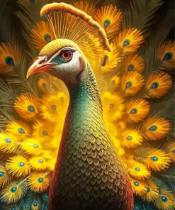 Golden Peacock Art 5D Diamond Painting