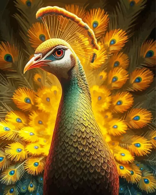 golden peacock art Diamond Dotz Golden Peacock Art 5D Diamond Painting
