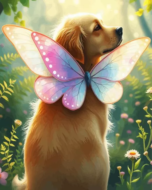golden retriever butterfly wings art Diamond Dotz Golden Retriever Butterfly Wings Art 5D Diamond Painting