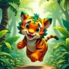 Happy Cartoon Tiger 5D Diamond Painting