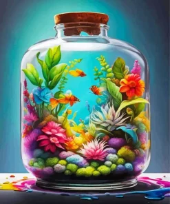 Japan Glass Bottle Sunset 5D Diamond Painting