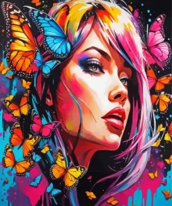 Lady And Butterflies 5D Diamond Painting