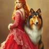 Lady And Collie Dog 5D Diamond Painting