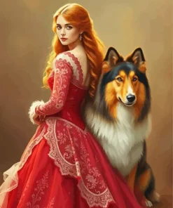 Lady And Collie Dog 5D Diamond Painting