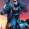 Lady On Black Horse 5D Diamond Painting