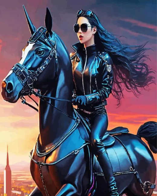 lady on black horse Diamond Paints Lady On Black Horse 5D Diamond Painting