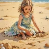 Little Girl On Beach 5D Diamond Painting