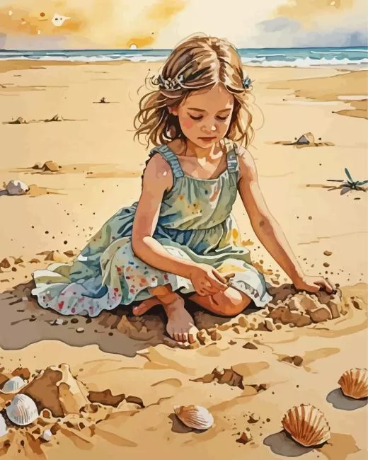 little girl on beach Diamond Paintings Little Girl On Beach 5D Diamond Painting