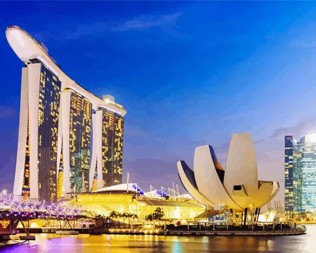 marina bay sands singapore Diamond By Numbers Marina Bay Sands Singapore 5D Diamond Painting