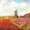 Monet Tulip Field In Holland 5D Diamond Painting