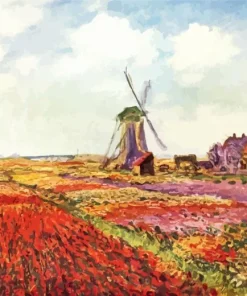 Monet Tulip Field In Holland 5D Diamond Painting