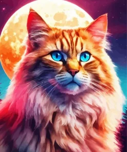 Moon And Cat 5D Diamond Painting