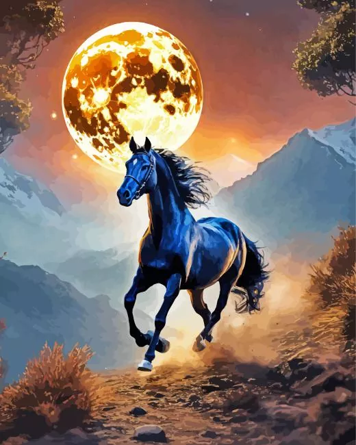 moon and horse Diamond Paintings Moon And Horse 5D Diamond Painting