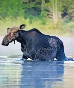 Moose In River 5D Diamond Painting