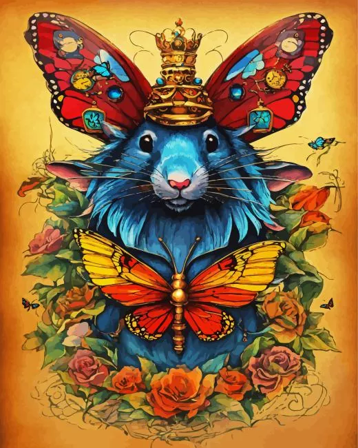 mouse and butterfly Diamond by Numbers Mouse And Butterfly 5D Diamond Painting