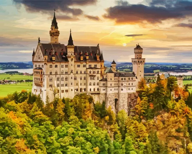 neuschwanstein castle Diamond by Numbers Neuschwanstein Castle 5D Diamond Painting