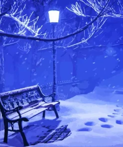 Night Park Bench 5D Diamond Painting