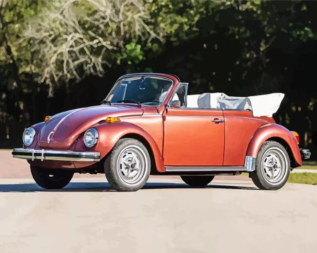 orange convertible beetle Diamond By Numbers Orange Convertible Beetle 5D Diamond Painting
