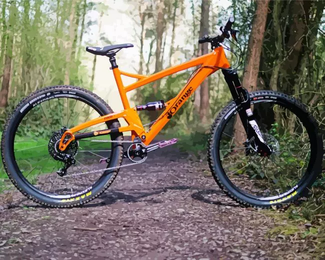 orange mountain bike Diamond By Numbers Orange Mountain Bike 5D Diamond Painting