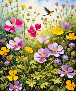 Purple And Yellow Geranium 5D Diamond Painting