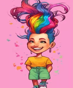 Rainbow Hair Girl 5D Diamond Painting