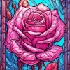 Red Glass Pink Rose Art 5D Diamond Painting