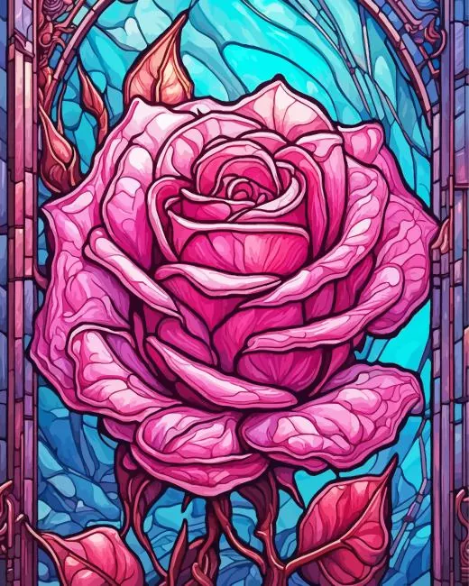 red glass pink rose art Diamond By Numbers Red Glass Pink Rose Art 5D Diamond Painting