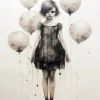 Sad Girl With Balloons Art 5D Diamond Painting