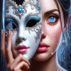 Sad Mask Lady Art 5D Diamond Painting