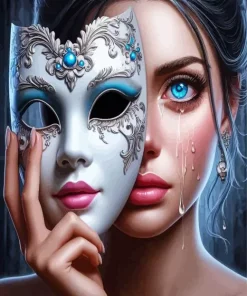 Sad Mask Lady Art 5D Diamond Painting
