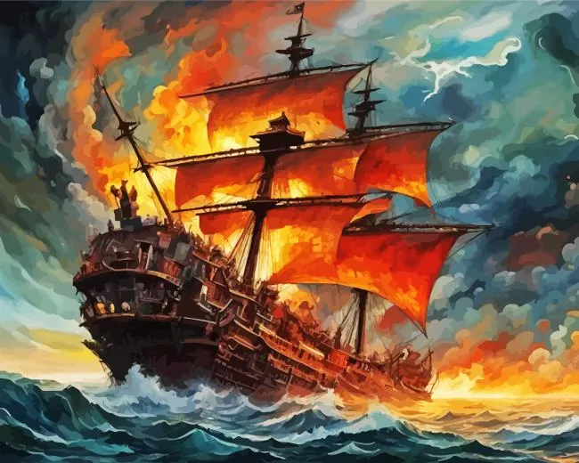 sailing ship in a storm Diamond By Numbers Sailing Ship In A Storm 5D Diamond Painting