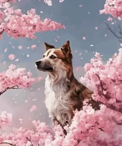 Sakura Dog 5D Diamond Painting