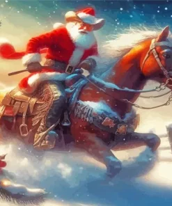 Santa Claus On A Horse Art 5D Diamond Painting