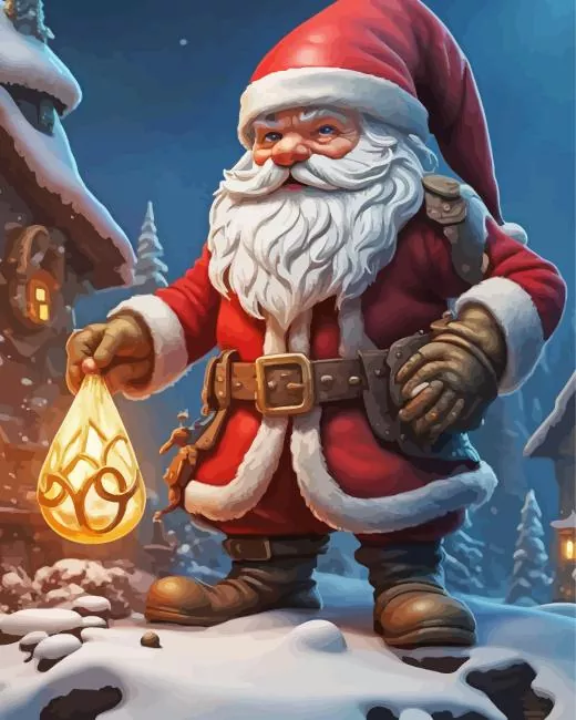 santa gnome art Diamond By Numbers Santa Gnome Art 5D Diamond Painting