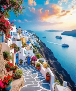 Santorini Blue Door 5D Diamond Painting