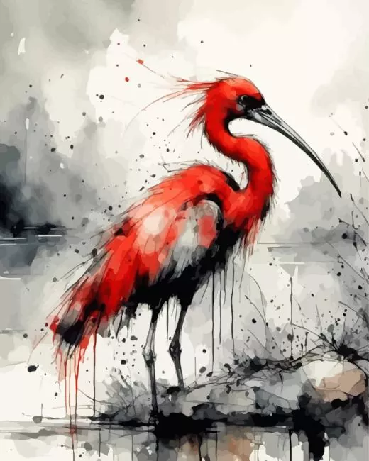 scarlet ibis Diamond By Numbers Scarlet Ibis 5D Diamond Painting