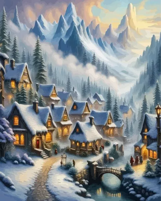 scenery of village art Diamond By Numbers Scenery Of Village Art 5D Diamond Painting