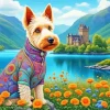 Scottie Dog And Flowers 5D Diamond Painting