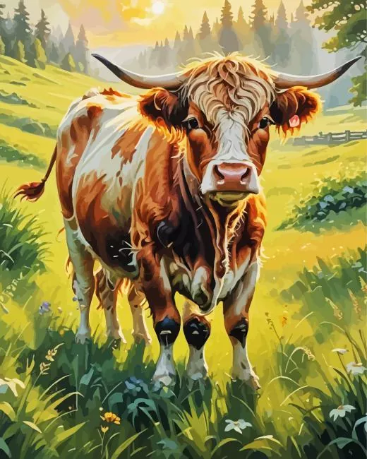 scottish cow art Diamond By Numbers Scottish Cow Art 5D Diamond Painting