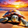 Sea Turtle Sunset 5D Diamond Painting