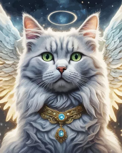 Angel Cat Diamond With Numbers Angel Cat 5D Diamond Painting