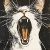 Black And White Cat Screaming 5D Diamond Painting