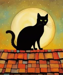 Black Cat On The Roof 5D Diamond Painting