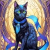 Black Cat With Blue Ribbon 5D Diamond Painting