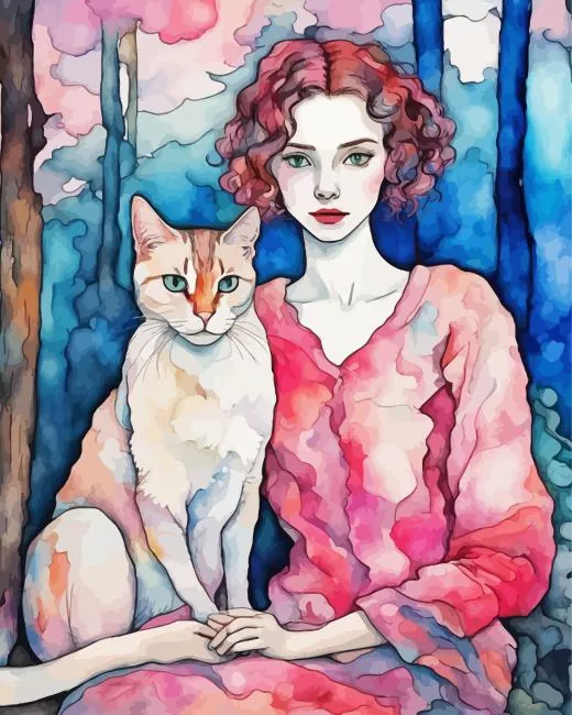 Cat And Woman Art Diamond Paintings Cat And Woman Art 5D Diamond Painting