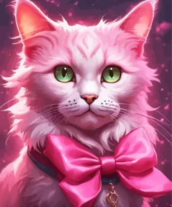 Cat In A Pink Bow 5D Diamond Painting