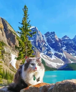 Cat In Banff Park 5D Diamond Painting