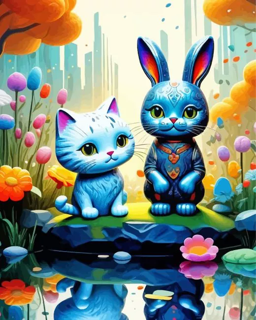 Cat and bunny Diamond Paintings Cat And Bunny 5D Diamond Painting