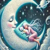 Cat And Girl Sleeping On The Moon 5D Diamond Painting