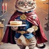 Cat Holding A Cake 5D Diamond Painting